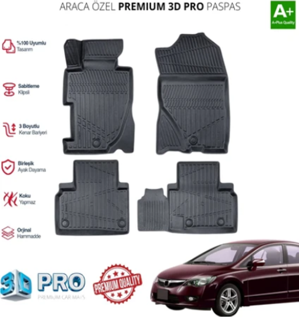 HONDA CİVİC ARACA ÖZEL 3D PASPAS 2021 2022 2023 2024 - Image 1