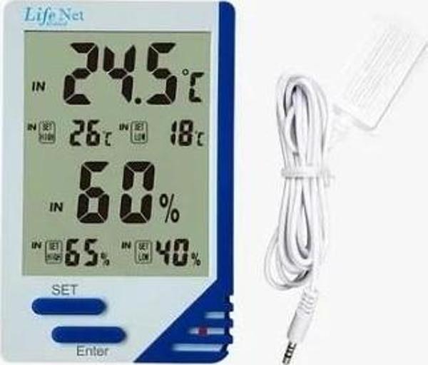 LİFE NET İç ve Dış Ortam Dijital Isı ve Nem Ölçebilen Termometre (Termokulplu) - Image 1