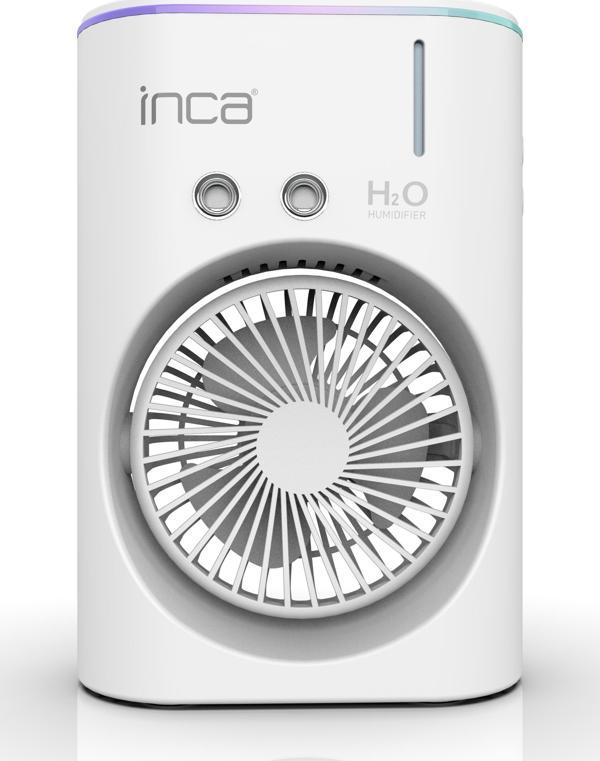 Inca IMF-10B Şarj Edilebilir Taşınabilir Buzlu Su Hazneli Renkli Işıklı Masa Fanı Masaüstü Fan - Image 1