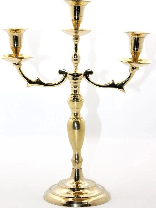 Pirinç 3'lü Şamdan 27588 - Image 1