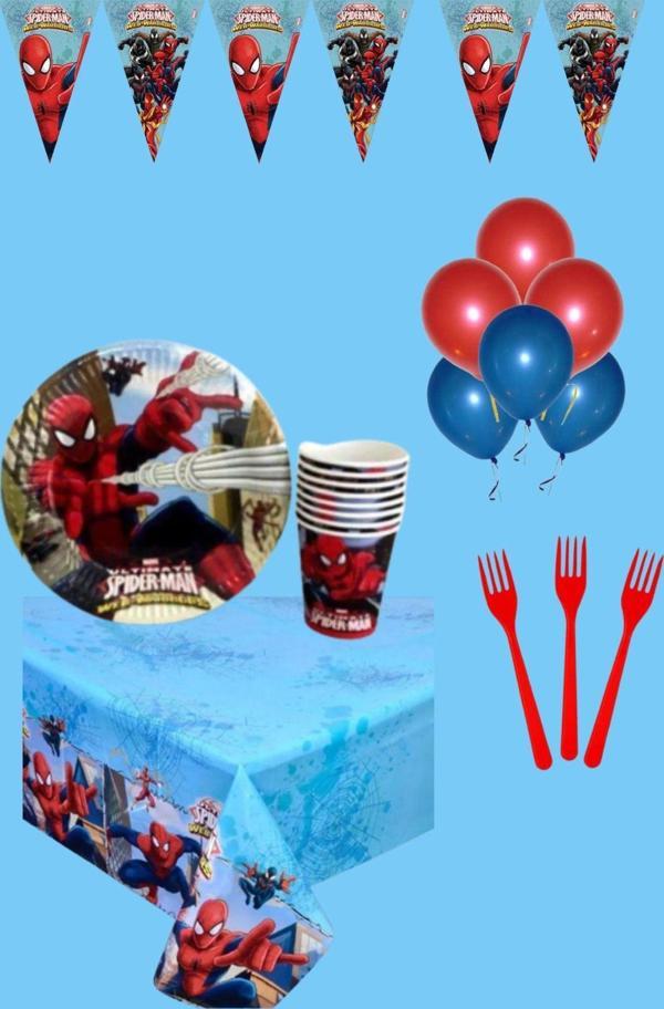 Spiderman 16 Kişilik Doğum Günü Set Parti Seti Konsept Parti - Image 1