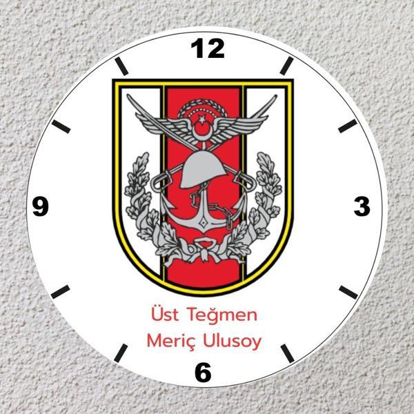 Türk Silahlı Kuvvetleri Logolu Kişiye Özel Cam Saat | 20x20 Duvar Saati - Image 1