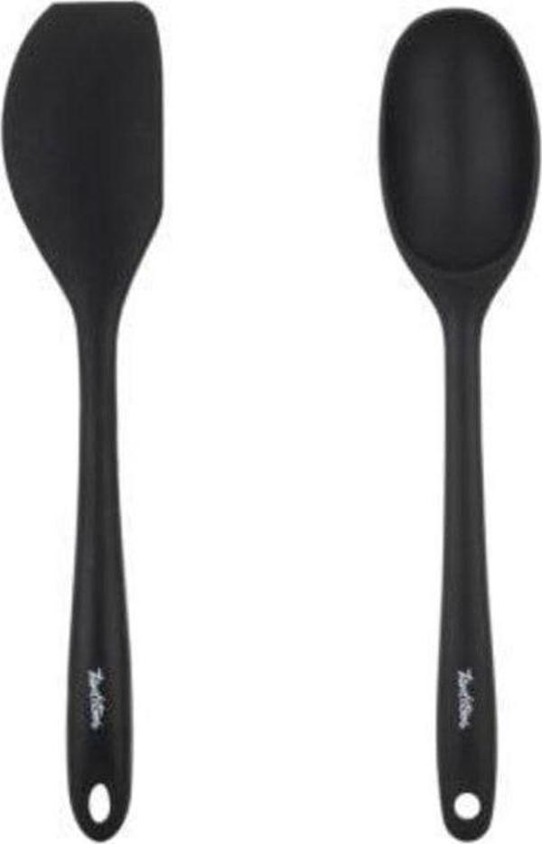 Tantitoni Silikon Büyük Kaşık Ve Spatula Seti Siyah - Image 1