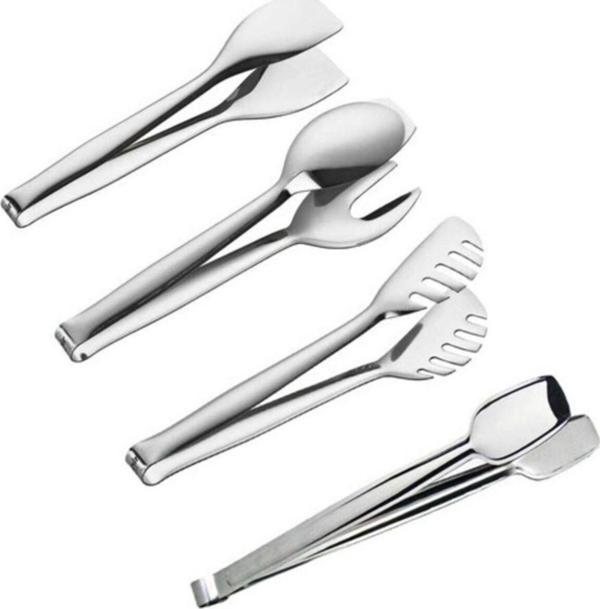  Nehir 4'lü Çelik Maşa Seti (Pasta Maşa+Makarna Maşa+Servis Maşa+Izgara Maşa 28cm) - Image 1