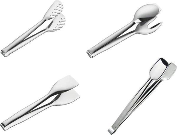 Nehir 4'lü Çelik Maşa Seti (Pasta Maşa+Izgara Maşa 28cm+Servis Maşa+Makarna Maşa) - Image 1