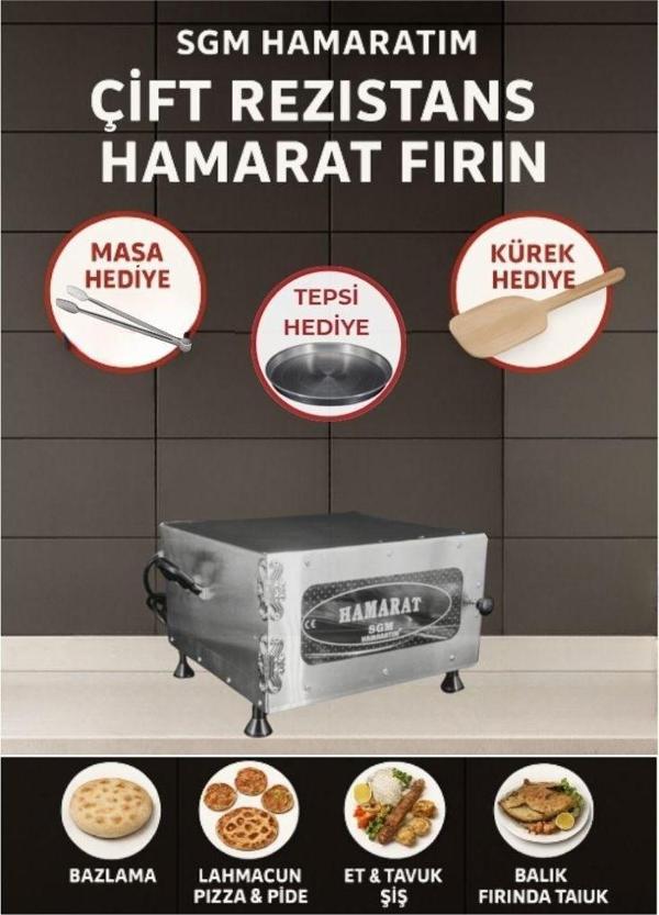 SGM Hamaratım & Elis Concept Çift Rezistans Hamarat Pratik Mini Fırın 2000w Bazlama Ekmek Lahmacun  - Image 1