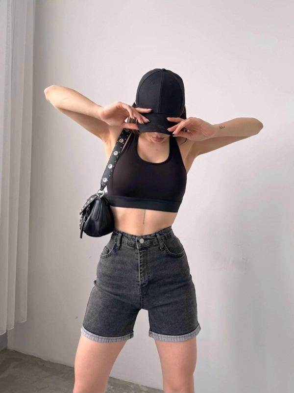 Duble Paça Yıkamalı Denim Şort - Image 1