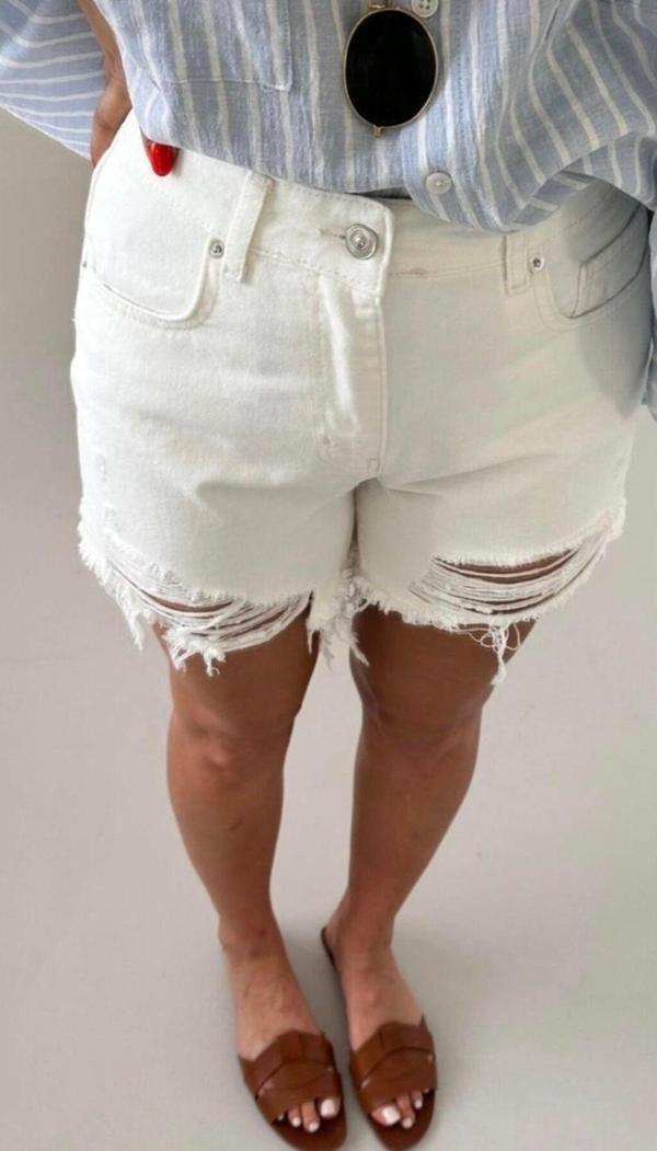 Yırtık detay jean şort - Image 1