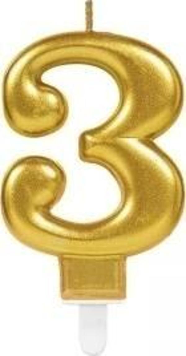 3 Rakam Mum Gold Renk - Image 1