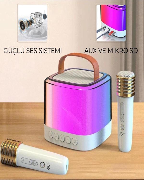 Karaoke Bluetooth Hoparlör Aggıy Ag-s7 Kablosuz Mikrofonlu Rgb Led Parti Işıklı - Image 1