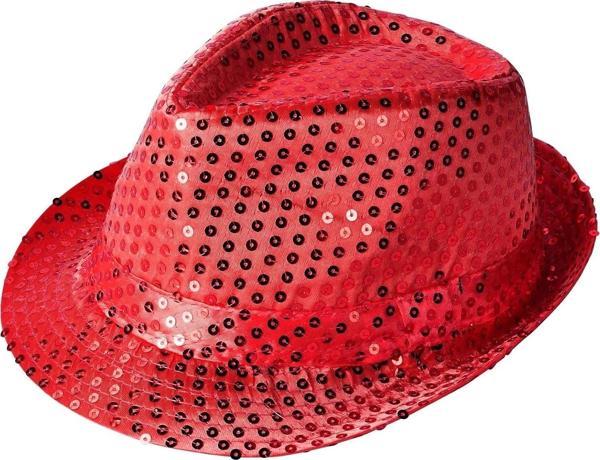 Disko Star Kırmızı Payetli Fötr Şapka Yetişkin Boy - Image 1