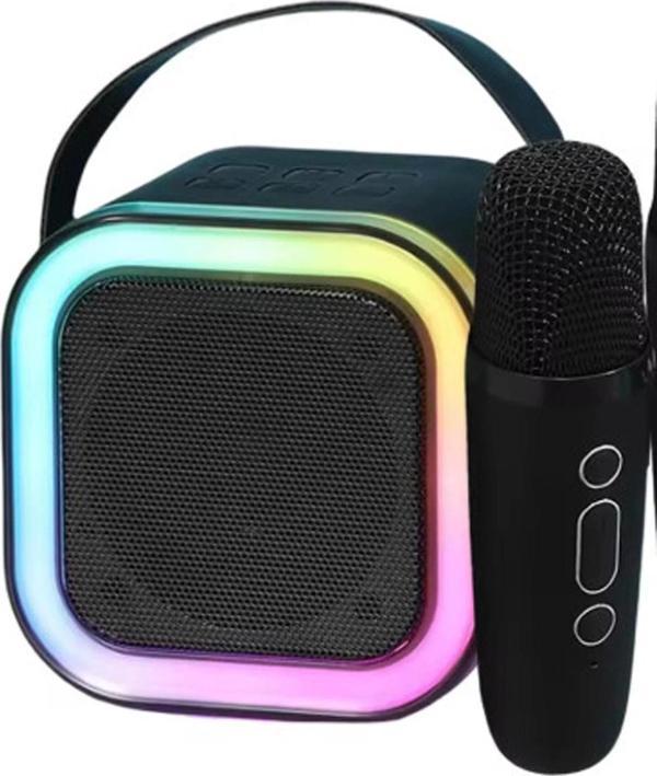 Karaoke Kablosuz Hoparlör Mikrofonlu Rgb Işıklı Bluetooth Speaker Tf Kart/usb Siyah - Image 1