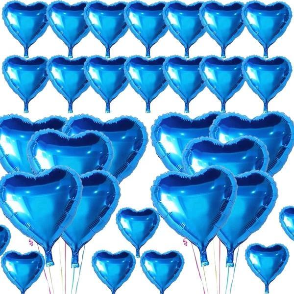 Metalize Parlak Mavi Kalp Şekilli Uçan Balon Folyo 18 İnç 45 Cm 25 Adet - Image 1
