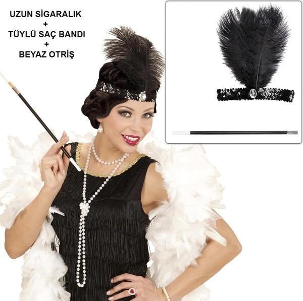 Retro Charliston Otrişli Aksesuar Seti – 2039ler 9039lar Gatsby Kostüm Seti - Image 1