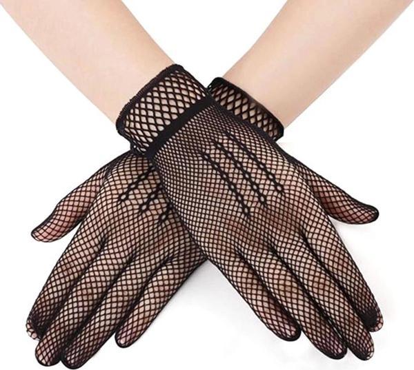 Siyah Renk Likralı File Eldiven Parmaklı Örgü Eldiven Yetişkin Boy - Image 1
