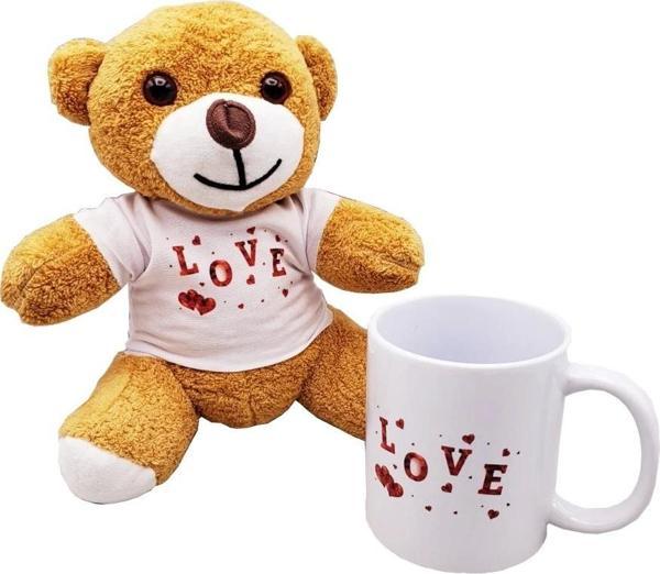 Love Baskılı Kahverengi Ayıcık Ve Kupa Seti - Image 1