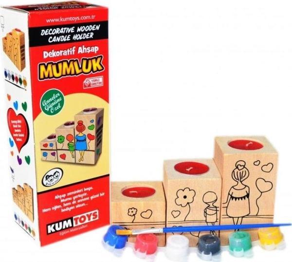 Ahşap Mumluk Anne Ve Çocuğu Desenli - Image 1