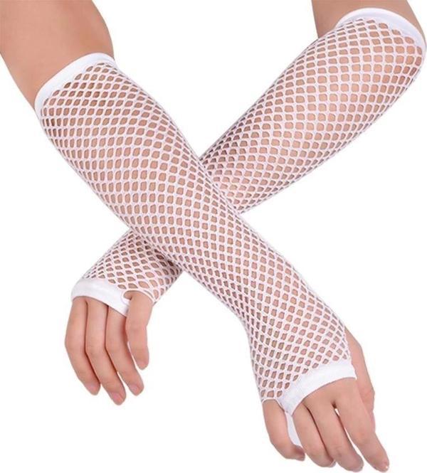 Uzun File Örgü Eldiven Beyaz Renk - Image 1