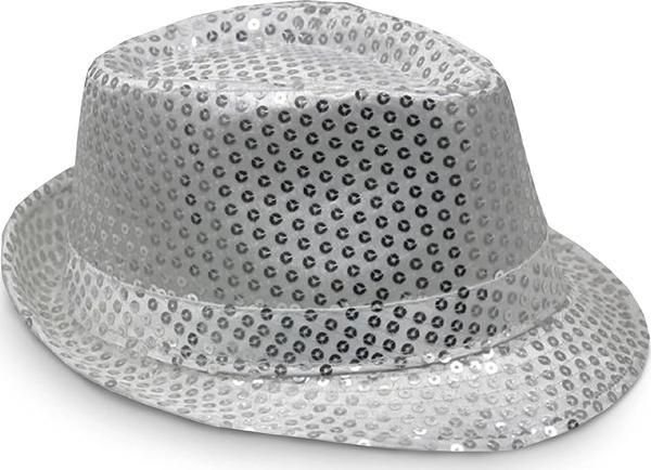 Disko Star Gümüş Payetli Fötr Şapka Yetişkin Boy - Image 1