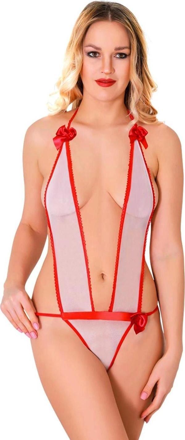 Beyaz Lcralı Tül Bodysuit - 972 - Image 1