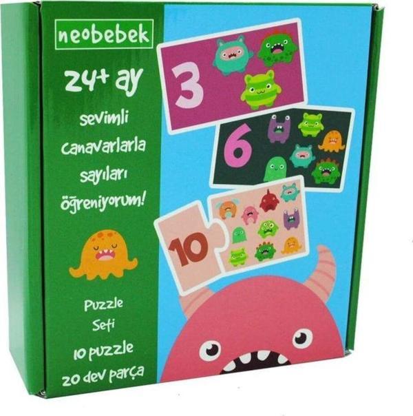 Sevimli Canavarlarla Sayıları Öğreniyorum! Puzzle Seti 24+ Ay - Image 1