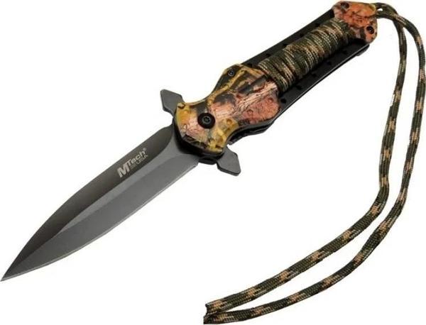 4267 Çok Renkli Kamp Çakı 21cm - Yarı Otomatik, İpli, Kemerlikli - Image 1