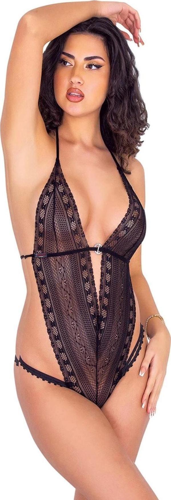 Siyah Dantelli Bodysuit - 918 - Image 1