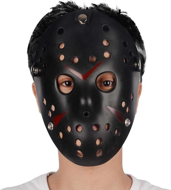 Siyah Renk Kırmızı Çizgili Tam Yüz Hokey Jason Maskesi Hannibal Maskesi - Image 1
