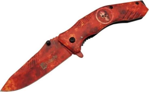 Skeleton 7000b Kamp Çakı 20 Cm - Kırmızı İskelet Desenli, Otomatik - Image 1