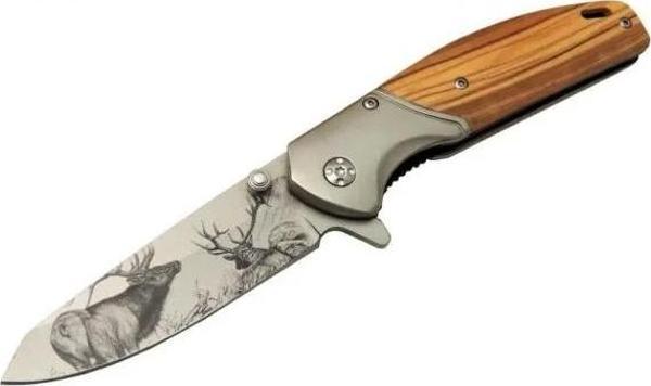Chongmıng Cm98 Geyikli Ahşap Çakı 20 Cm Manuel, Kemerlikli - Image 1