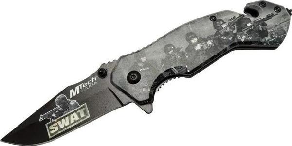 4 23 6 Swat Kurtarma / Kamp Çakı 20cm - Yarı Otomatik, Kemerlikli, Cam Kırma Ve İp Kesme Aparatlı - Image 1