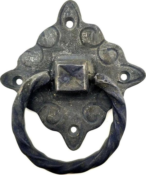 Antika Tarz Dekoratif Pirinç Mobilya Kulbu, Kapı Kilit Halkası - 94x97 Mm, Büyük, Oksit - Image 1