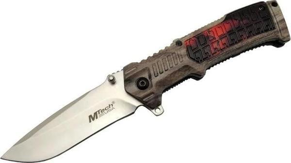 463 Kahverengi Kamp Çakı 21cm - Yarı Otomatik, Kemerlikli, Plastik Sap - Image 1