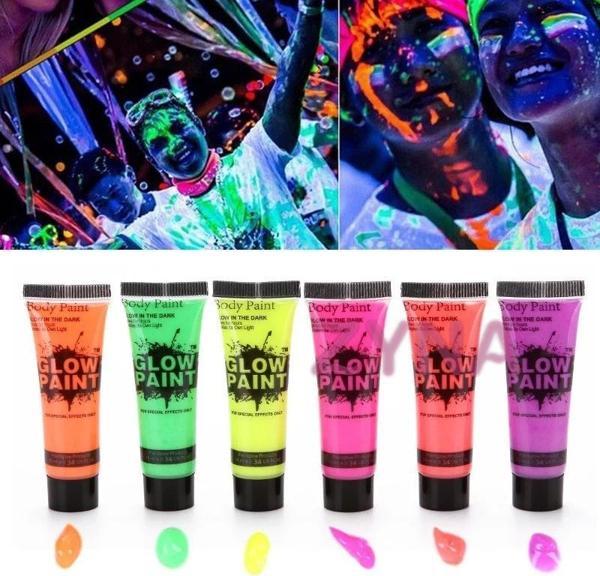 Neonlu Glow Parti Yüz Boyası 6 Renk 6 Adet - Image 1