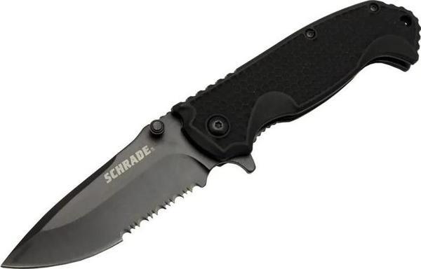 Schrade 5-1 Siyah Kamp Çakı 20cm- Yarı Otomatik, Testere Detaylı, Kemerlikli - Image 1
