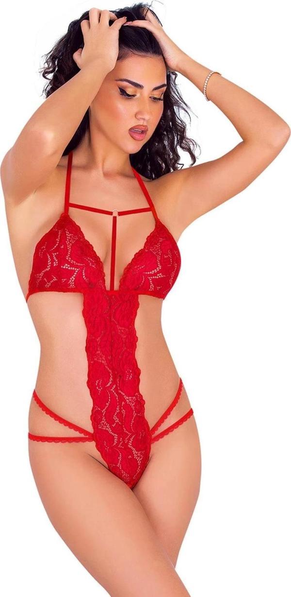 Kırmızı Dantelli Bodysuit - 917 - Image 1