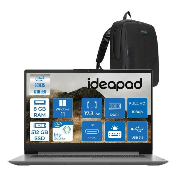 Lenovo Ideapad 3 17IAU7 Intel Core I5-1235U 8gb 512GB SSD Windows 11 Pro Intel® UHD Graphics IPS 17.3 Inç Fullhd 300NITS Taşınabilir Bilgisayar 82RL00CLTXP02 + Zetta Çanta - Image 1