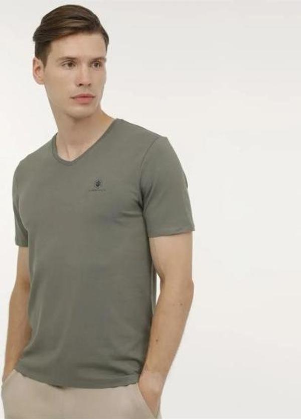 Lumberjack BSC V NK T-SH 4FX Haki Erkek Kısa Kol T-Shirt M-CT106 - Image 1