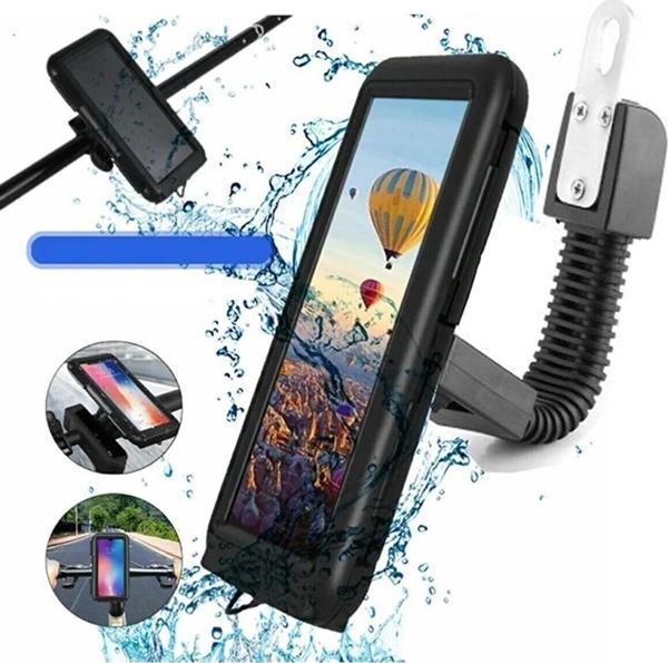 ROGGER Motosiklet Ayna Bağlantılı Telefon Tutucu Kapaklı Dokunmatik Ekran Uyumlu Su Geçirmez - Image 1