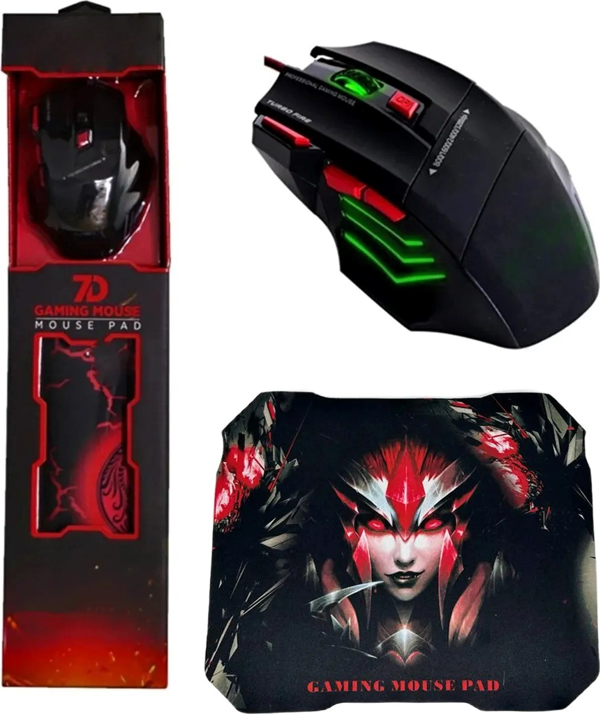 Rogger 3200Dpi Usb Kablolu Kırmızı Siyah Gaming Optik Mouse Pad Hediyeli - Image 1