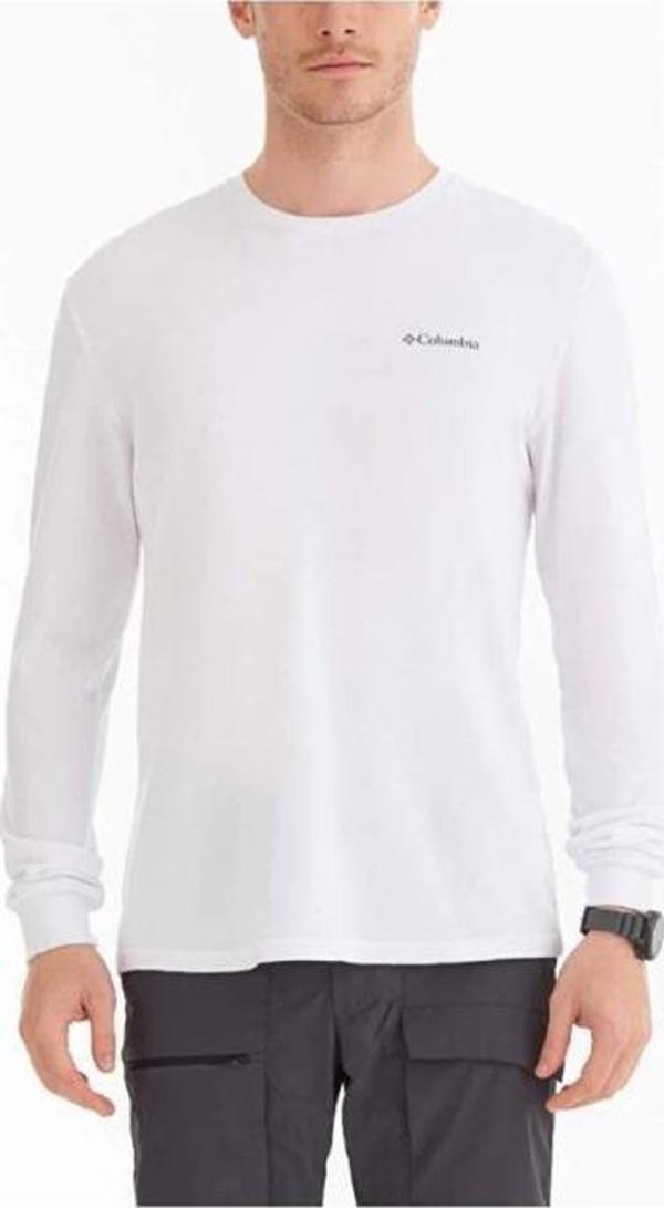 Columbia Csc M Basic Sm Logo Ls Tee Beyaz Erkek Tişört CS0354-100 - Image 1