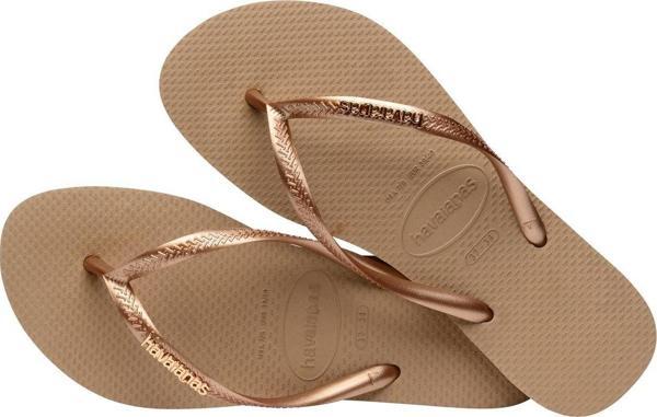 Havaianas Kadın Slim Logo Metalik Rose Gold Parmak Arası Terlik - Image 1