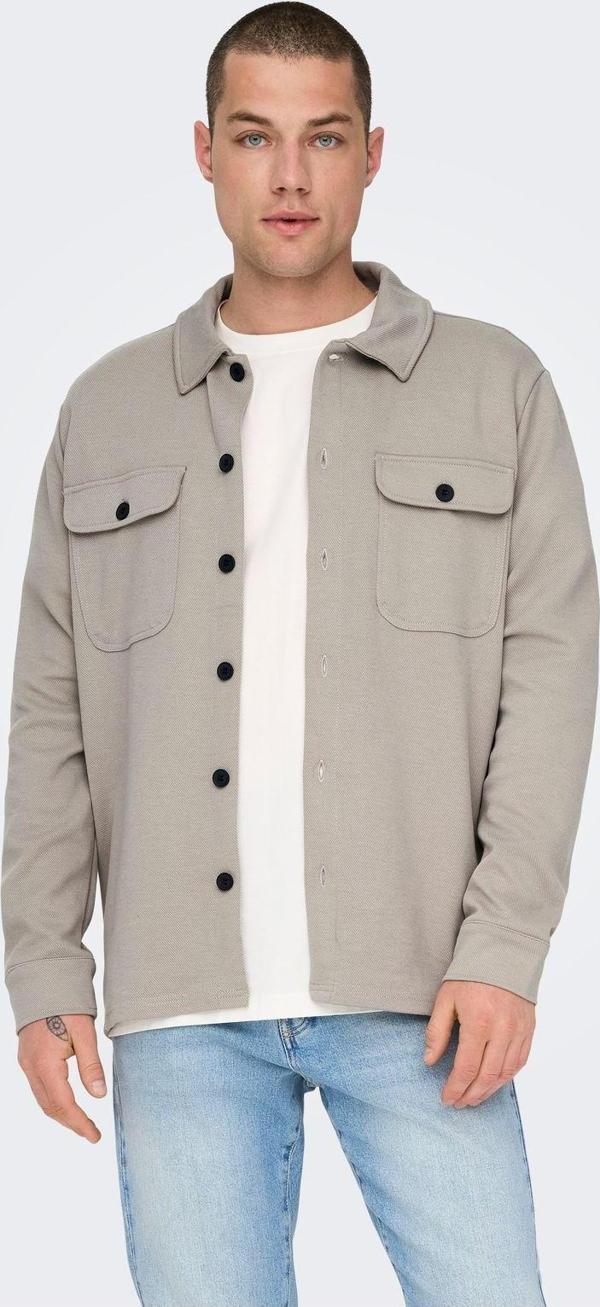 Only & Sons Normal Açık Füme Düz Erkek Gömlek Onsnewkodyl Overshırt Sweat Noos - Image 1