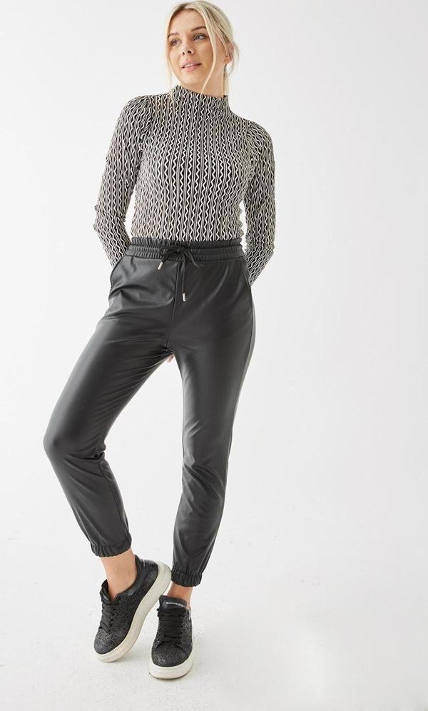 Fashion Friends Suni Deri Pantolon Siyah - Image 1