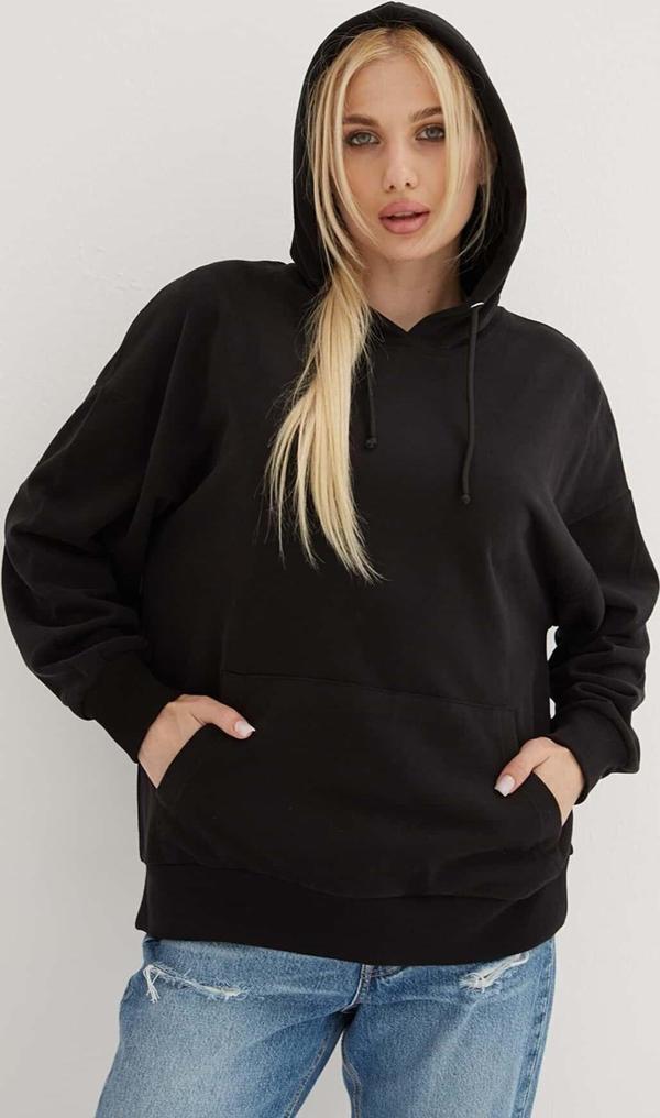 Fashion Friends Kapüşonlu Kanguru Cepli Sweat Siyah - Image 1