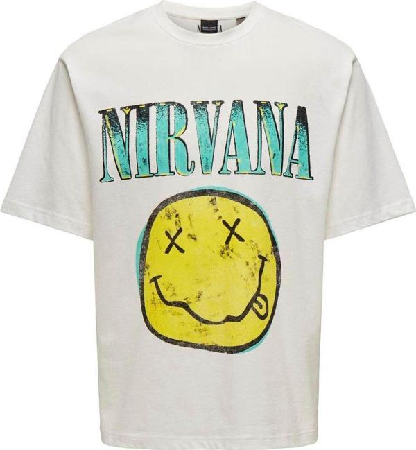 Only & Sons Erkek T-Shirt Beyaz 22029524 Onsnırvana Lıfe Lıc Rlx Ss - Image 1