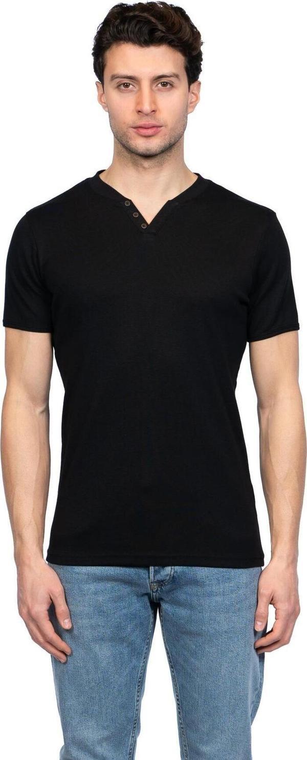 Jsco Hscstore Erkek V Yakalı Basic Siyah Tişört - 8401 - Image 1