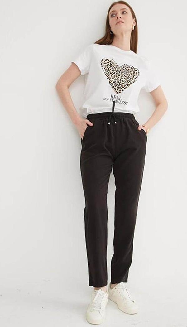 Fashion Friends Rahat Esnek Beli Bağlamalı Pantolon Siyah - Image 1