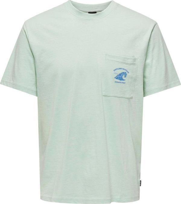 Only & Sons O Yaka Baskılı Mint Erkek T-Shirt Onskrıstopher Reg Pocket Ss Tee - Image 1