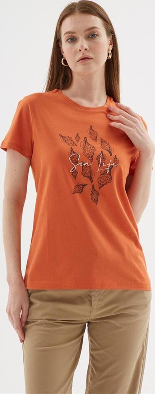 Fashion Friends Baskılı %100 Pamuklu Tişört Turuncu - Image 1